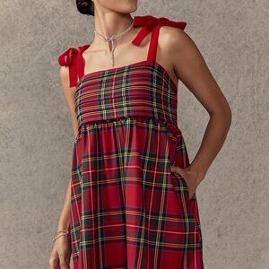 Francesca's Tie Strap Pleated Mini Dress Small